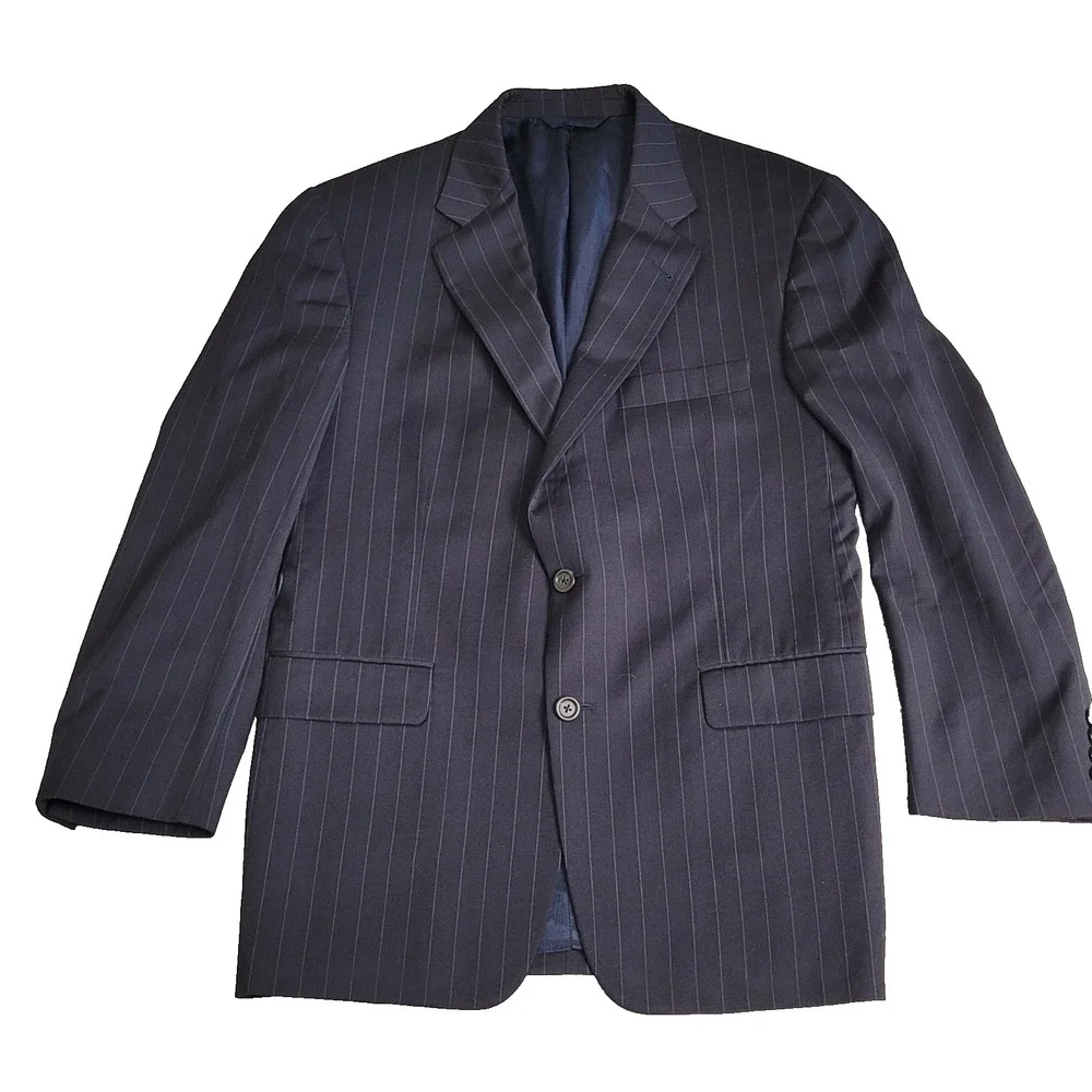 🧥Burberry London Blazer Mens 41 S Navy Pinstripe 100% Wool Suit Jacket USA
